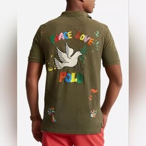 Polo Ralph Lauren Peace Love Polo Mesh Polo Shirt Size Medium Retail 198.00